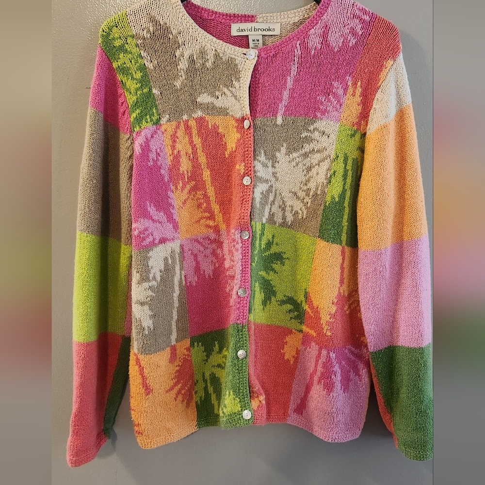 David Brooks Multicolored Palm Tree Sweater